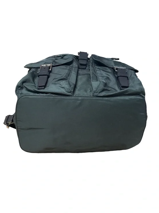 PRADA Vela Double Front Pockets Nylon Backpack Green COA & Dust Bag Medium - Picture 10 of 16